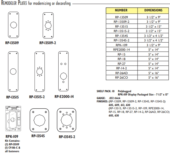 1-REMODELER PLATES for modernizing or decorating
